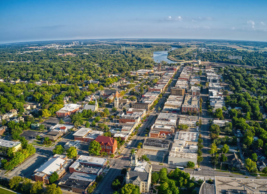 Lawrence, KS - Aerial View of Overland Park, Kansas and Surrounding Community on a Sunny Day