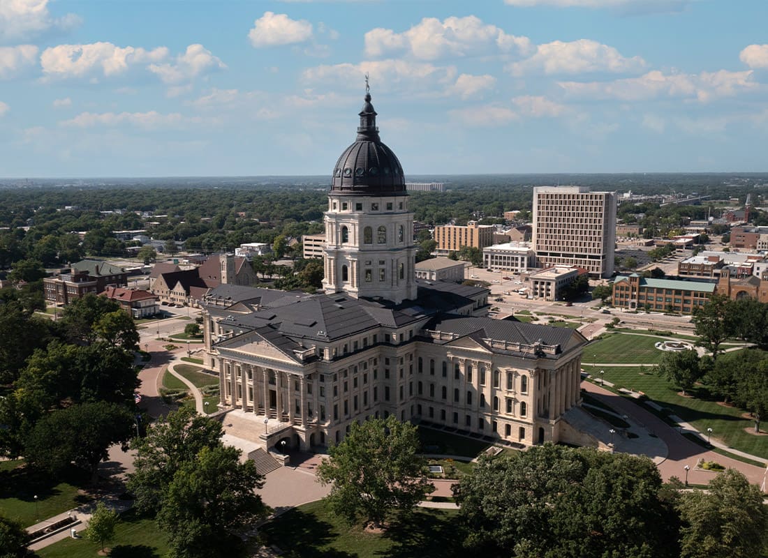 Topeka, KS - Capital Building and Surrounding Area of Topeka, Kansas in the Morning